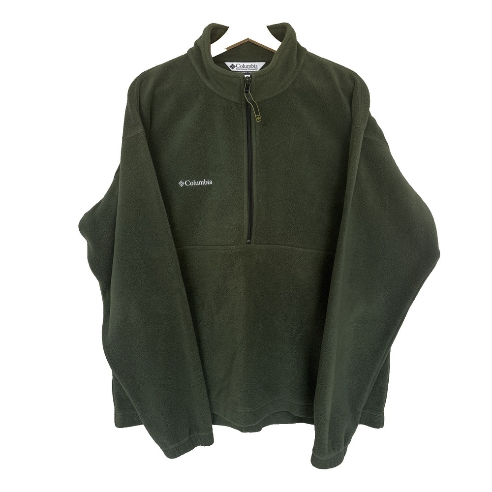Columbia Men's XL Green Fleece Pullover 1/2 Zip Long Sleeve Lightweight Outdoor